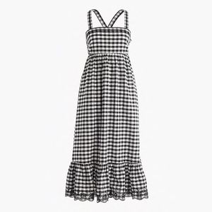 J CREW Puckered Gingham Dress with Eyelet Trim